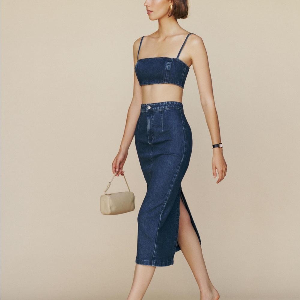 NWT Reformation 2 Piece Denim Strada Skirt Set